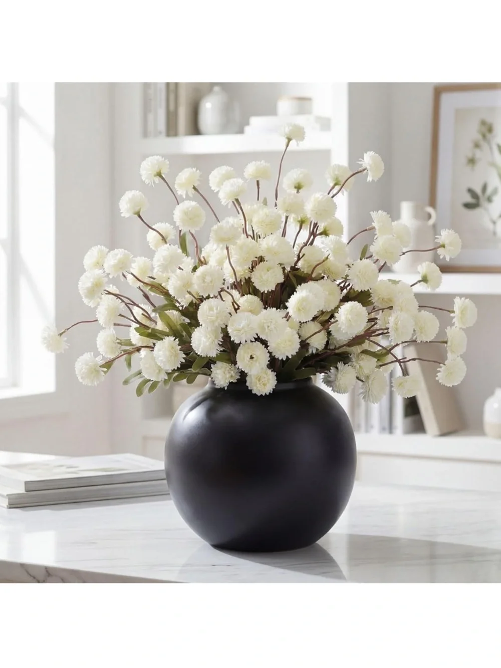 24 Pcs Creamy White Artificial Chrysanthemum Flowers, Faux Silk Mums new in box